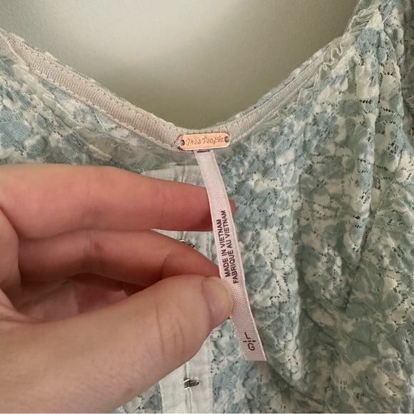 Free People | Oh Baby Lace Crop Top Light Blue Size Large Women's - Picture 5 of 7